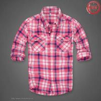 heren abercrombie fitch plaid lang overhemd lichtrood wit blauw Sports Goedkoop scojc668